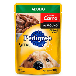 racao p/ caes pedigree vital pro adulto carne ao molho 100g