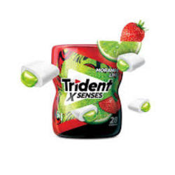 chiclete trident garrafa 54g morango limao