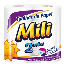 papel toalha mili com 02 unidades