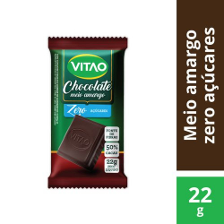 chocolate meio amargo 55% cacau zero acucar vitao pacote 22g