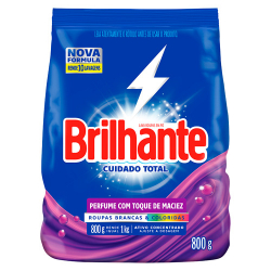 detergente em po brilhante 800g cuidado total caixa