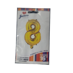 balao metalizado junco dourado 40cm n.8