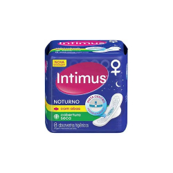 absorvente intimus gel ultra protecao noturna com abas cob. seca 8 unid.