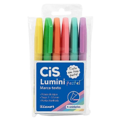 caneta marca texto cis lumini lite c/6 sort pastel