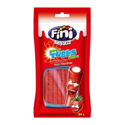 bala fni regaliz sour tubes acido sabor morango 80g