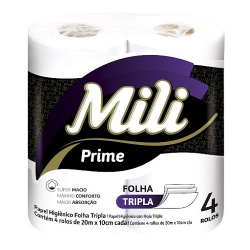 papel higienico mili folha tripla neutro 20 metros 04 unid.