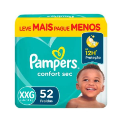 fralda pampers confort sec fortebag xxg - 52un