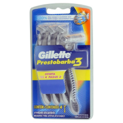 aparelho de barbear descartavel gillette prestobarba3 leve 4 pague 3