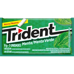 goma de mascar trident sabor menta 8,5g com 5 unids.