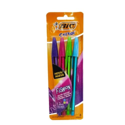 caneta esf. bic cristal fina fashion c/4