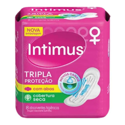 absorvente externo intimus tripla protecao seca com abas - 8 unidades