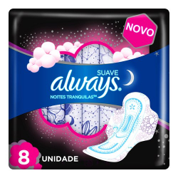 absorvente always noites tranquilas suave com abas 8 unidades