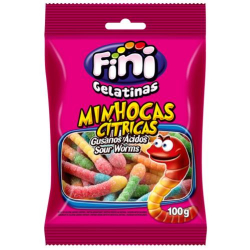 bala fini gelatinas minhocas citricas 80g