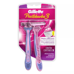 aparelho de depilar descartavel feminino gillette prestobarba3 - 2 unidades