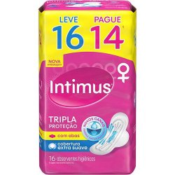 absorvente externo intimus tripla protecao suave c/ abas leve 16 pague 14 - 16 unidades