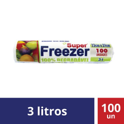 saco p/alimentos super freezer c/100un 3kg 23x38cm