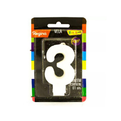 vela aniversario regina n03 branca un