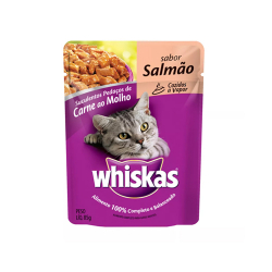 alimento whiskas pedacos de carne ao molho sabor salmao 85g