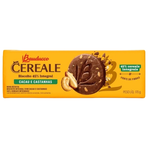 Biscoito Bauducco Cereale Integral Cacau E Castanha 170g