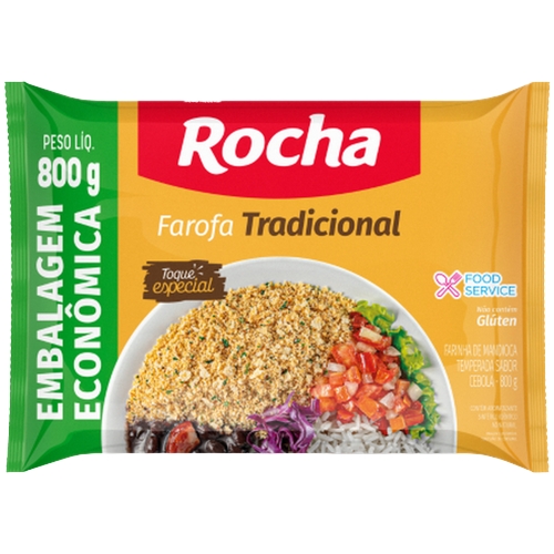 Farofa Mandioca Rocha Tradicional Embalagem Econômica 800g