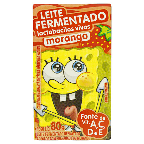 Leite Fermentado Bob Esponja 480g 6 Un Morango