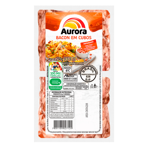 Bacon Defumado Aurora Cubos 250g