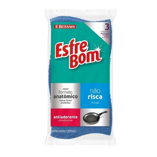 Esponja Bettanin Esfrebom Antiaderente Com 3 Unidades