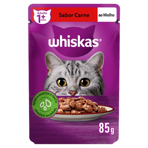Ração Whiskas Para Gatos Sabor Carne Sachê 85g