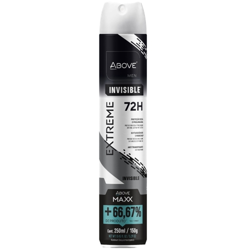 Desodorante Above Aerossol Masculino Extreme 72h Invisível 250ml