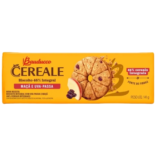 Biscoito Bauducco Cereale Integral Maçã E Uva Passa 141g